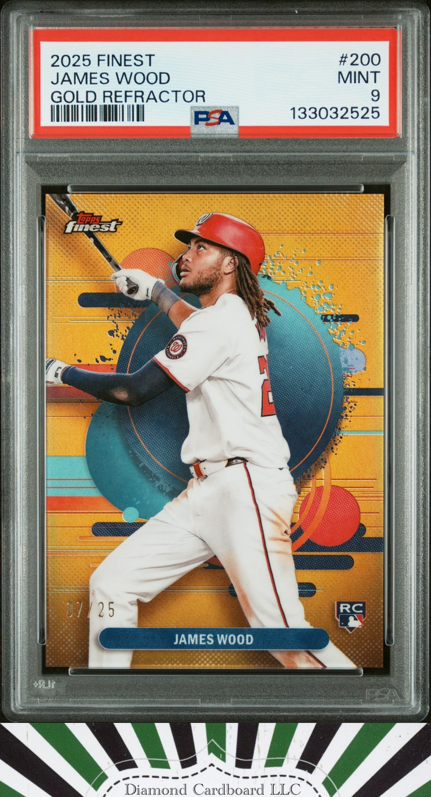 2025 Topps Finest #200 James Wood PSA 9  Gold Refractor #/25