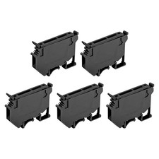 DIN Rail Mount Fuse Holder Terminal Blocks Black UK5 LED24V Pack of 5