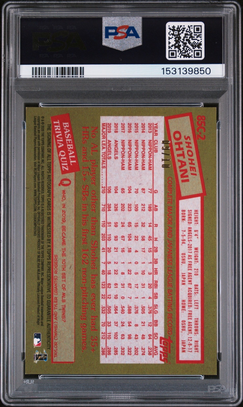2020 Topps SHOHEI OHTANI - 1985 Silver*Pack! Chrome Mojo Ref. Auto /10 view 2