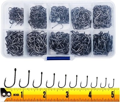 300PCS Size 10 Barbed Fishing Hooks High-Carbon Steel with Holes