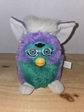Vtg 1999 Furby Babies Purple Green White Works. Missing An Eyelash.