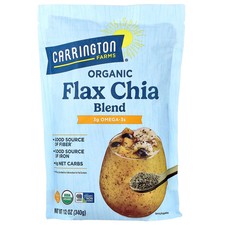 Carrington Organic Flax Chia Blend 3g OMEGA-3s, 12oz- 1 PACK,BEST BY: 10/29/2027