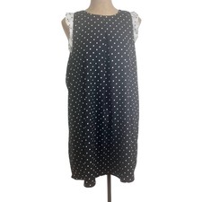 Ann Taylor Black and White Polka Dot Lined Dress SZ L
