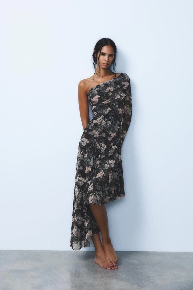 zara floral one shoulder dress Zara NWT Floral Tiered One Shoulder Mini Dress Size XS Ernest Grace