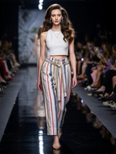 Tie-Waist Huston Striped Linen Bl Crop Pants Boxy Lagenlook Preppy Quiet Luxury