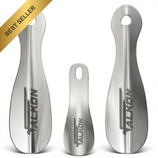 FALKON Set Of 3 Metal Shoe Horns Two 7.5-Inch Long And One 4-Inch Travel Pouch