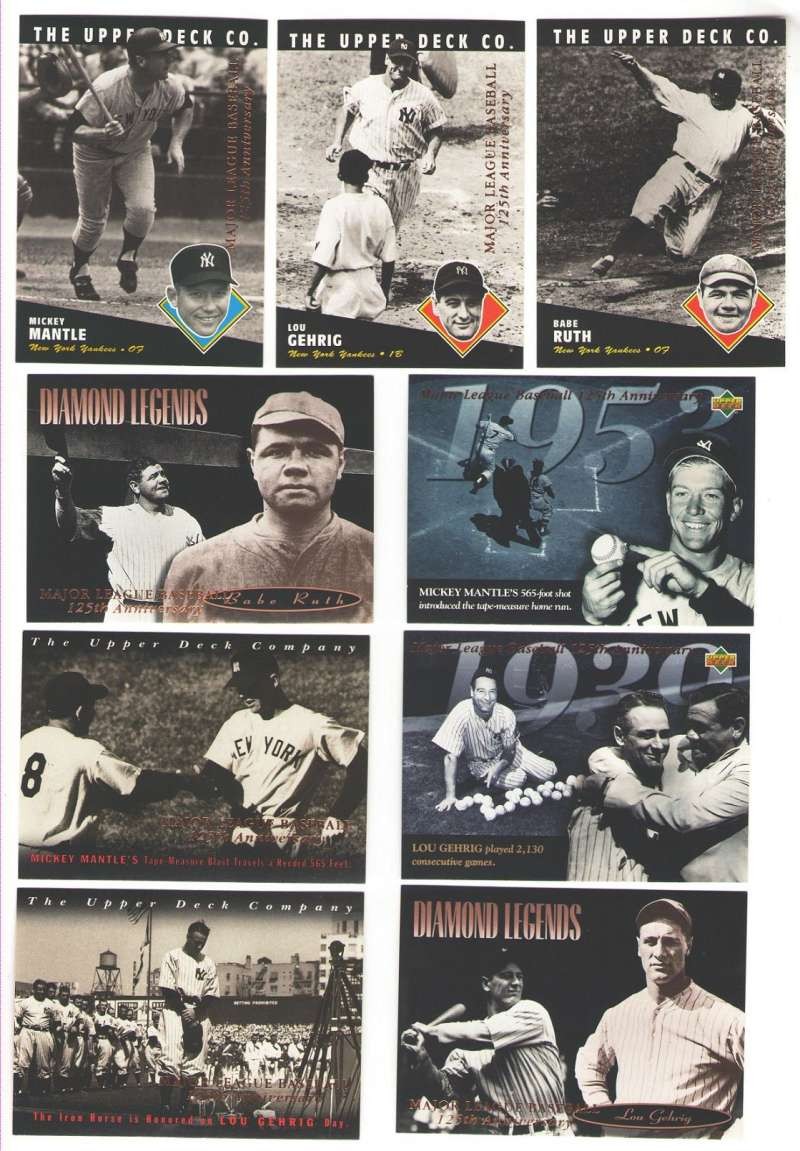 1994 Upper Deck All-Time Heroes 125th Anniversary NEW YORK YANKEES Team Set