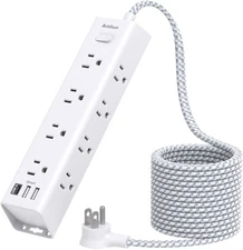 Surge Protector Power Strip - 25 FT Extension Cord, 25 FT, White 