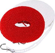 Clothesline 5m 1.64ft Length 2 Pack Camping Red White Clothes Drying Rope Portab