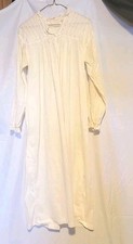 Antique Nightgown Ivory 2- Button Cotton Size Sm-Md. Eyelet, Embroidery