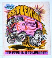 VINTAGE 1970s Heat Transfer Beetlewagen Grass Is Our Specialty - Roach '79
