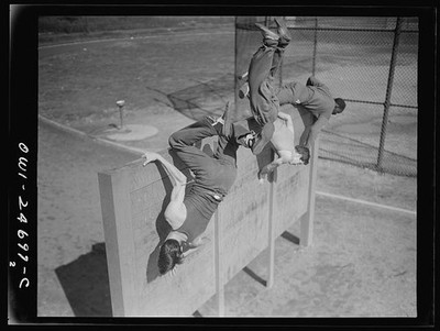 Flushing Queens New York 1942 Commando Training Boys Scaling Obstacle Course