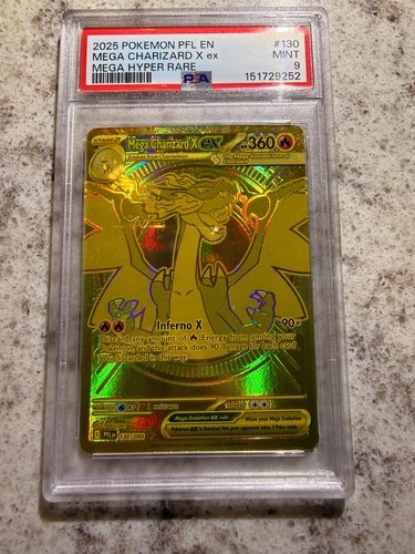 2025 Pokémon Mega Charizard X ex #130 Mega Hyper Rare PSA 9 Phantasmal Flames