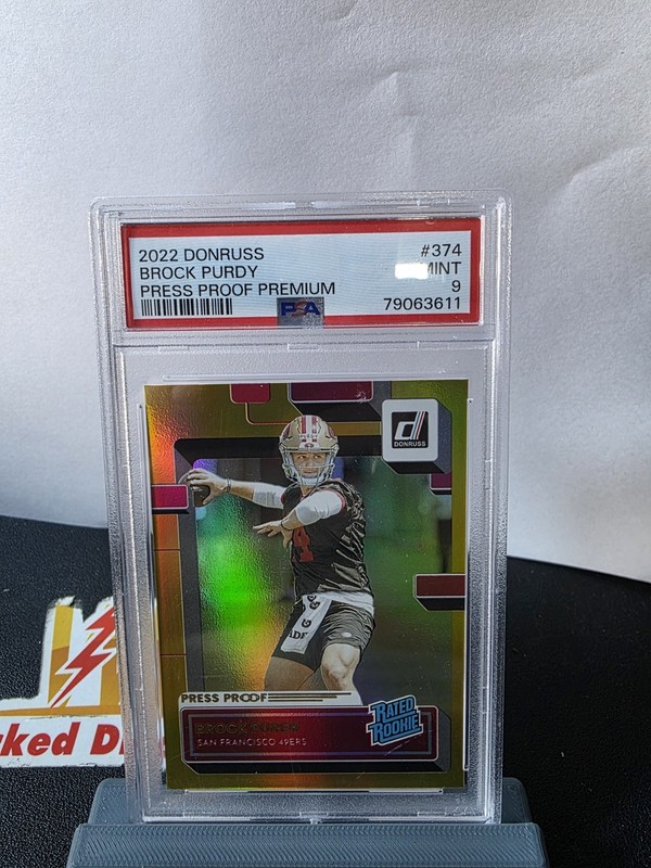 Brock Purdy 2022 Panini Donruss Press Proof Premium Rated Rookie  #374 PSA 9