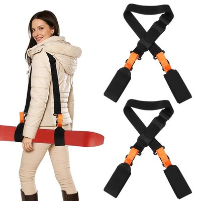Ski Strap, Adjustable Ski Carrier Shoulder Straps,2Pcs& Black & Orange & 61.8''