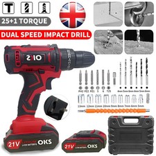 Cordless Drill 21V Electric Screwdriver DIY Set & Li-Ion Combi Driver Kit UK