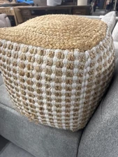 Nourison Jute/Cotton Pouf 16” x 16” x 16”