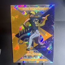 2025 Panini Crusade Jacob Misiorowski 7/10 Gold Cracked Ice Prizm #98 + BP SSP