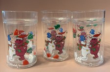 Barney Double Wall Plastic Glitter Cup Set of 3 Vintage 1992 Lyons Group