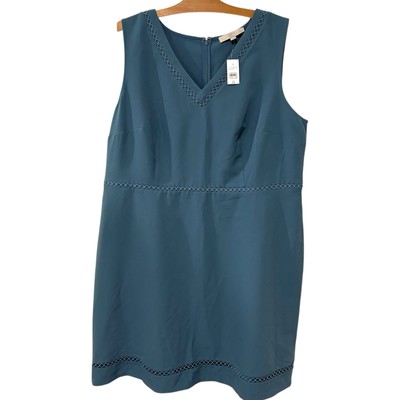 Ann Taylor LOFT Dress Blue Sleeveless Knee Length NWT- Size 20