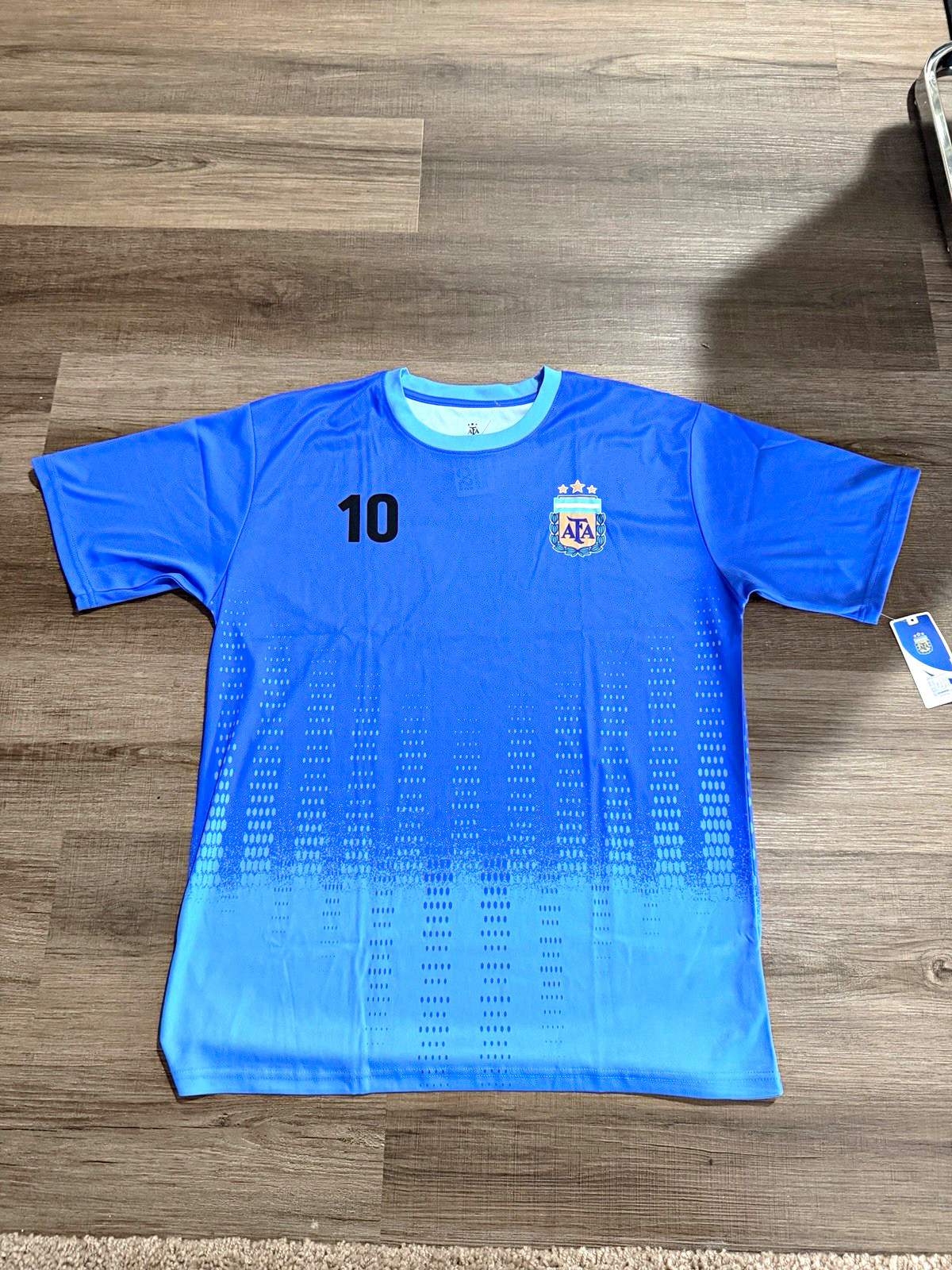 AFA Argentina Lionel Messi #10 Soccer Jersey Blue/Light Blue Size L