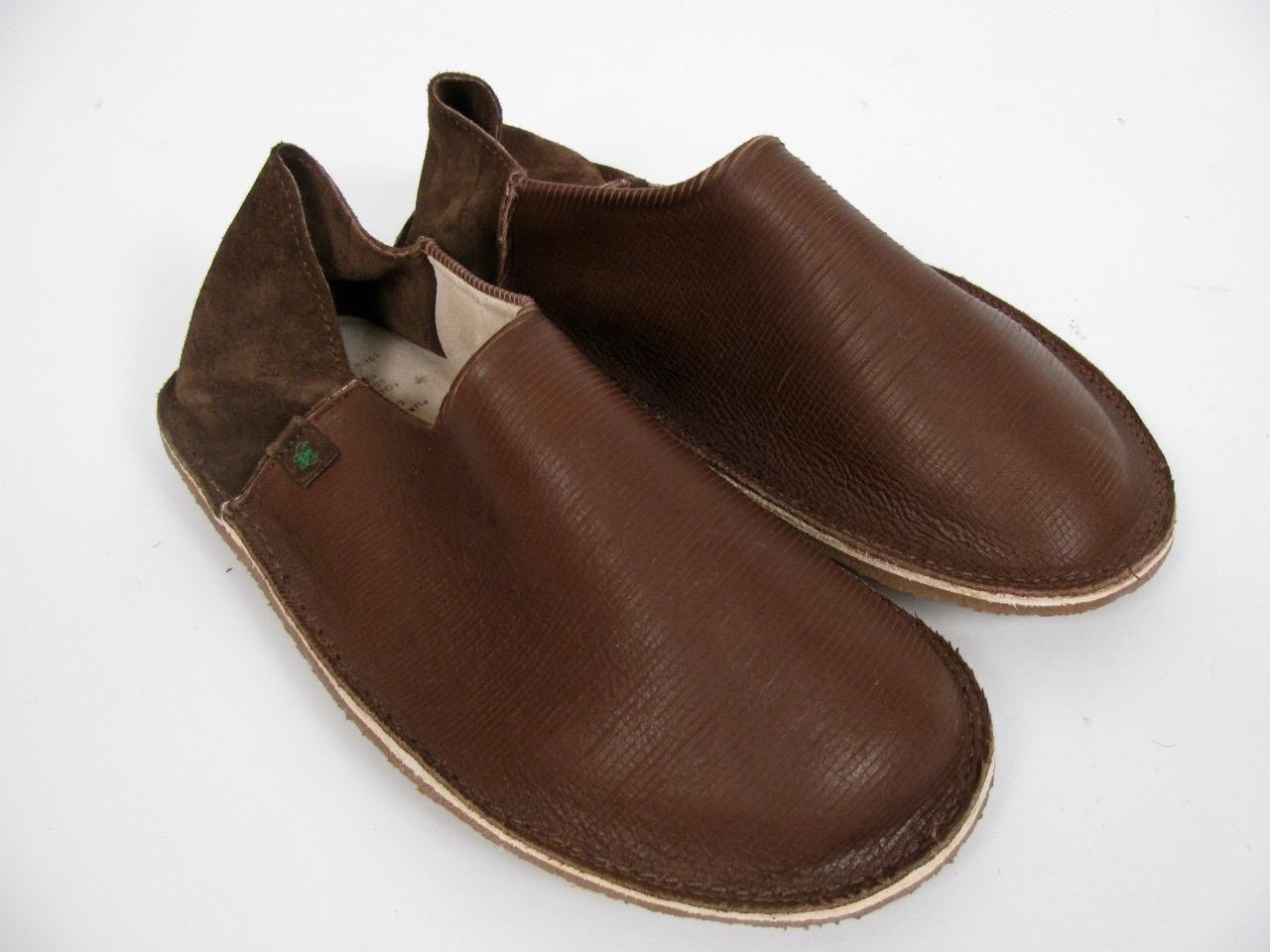 SAOLA PO ZU SCARPE IN PELLE DI MUCCA MARRONE PANTOFOLE SUOLA IMBOTTITA GUSCIO DI COCCO UNISEX SLIP ON ~S