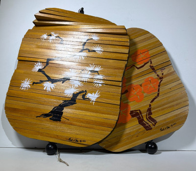 Vintage Handmade- 2 Pado D'Oho wood and bamboo helix wind spinner- 1983