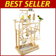 Bird Playground with Perches  Stainless Steel Cups