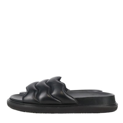 Marni Damen Schuhe Slides Gr. 40,5 Schwarz Leder Pantoletten Sommer