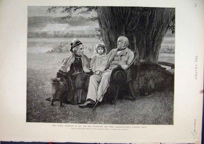 Original alter antiker Druck 1894 Mr Mrs Gladstone Enkelin Dorothy Drew