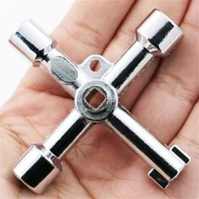 Steel 4 Way Sillcock Water Key Wrench Garden Faucet, Spigots and Most Valves USA
