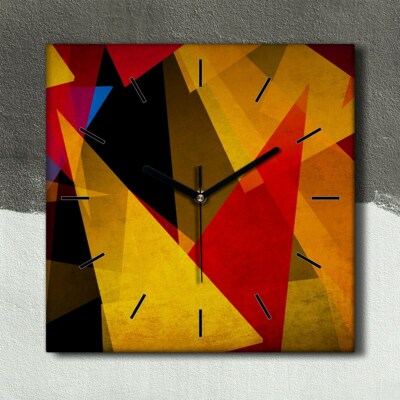 Wanduhr Uhr Wandbild Leinwand 30x30 Malerei Abstrakte Dreiecke Geometrisch