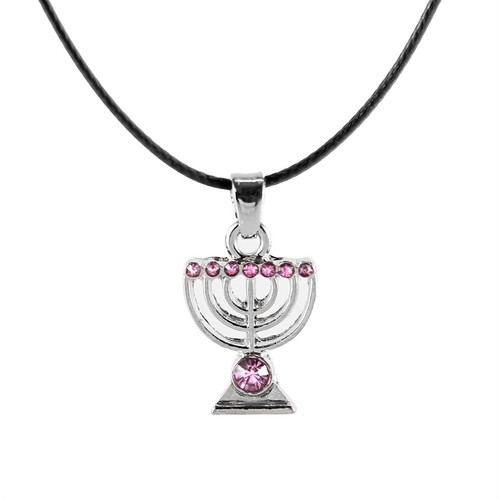 ROSA Halskette mit MENORA-Anhänger Kabbala Judaika Schmuck - Bild 6 von 6