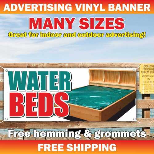 WATER BEDS Advertising Banner Vinyl Mesh Sign Accessories Furniture Sofa Chair - Afbeelding 1 van 5