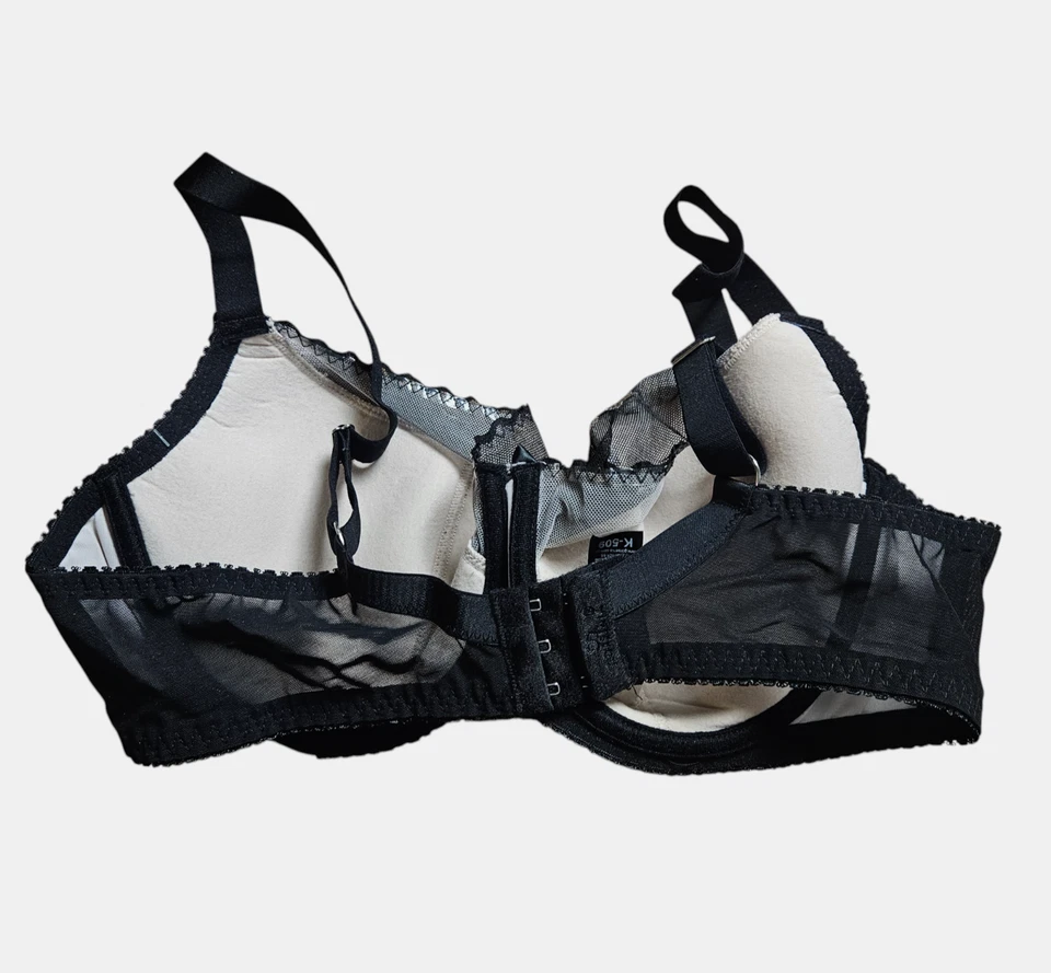 Sujetador Gorsenia con aros de encaje semi acolchado fantasía negro 40 D lencería K509 nuevo con etiquetas Foto 2 de 4
