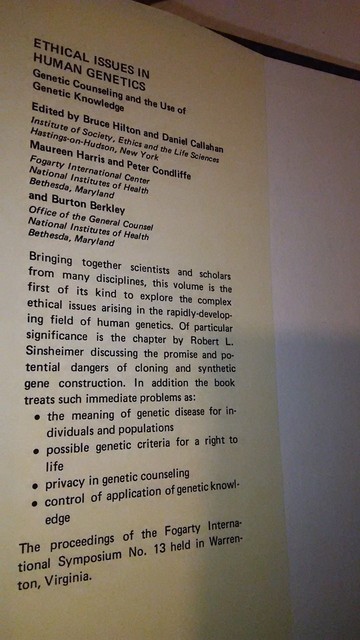 Ethical Issues In Human Genetics Genetic Counseling And The Use Of Genetic Knowledge 1973 Hardcover - 