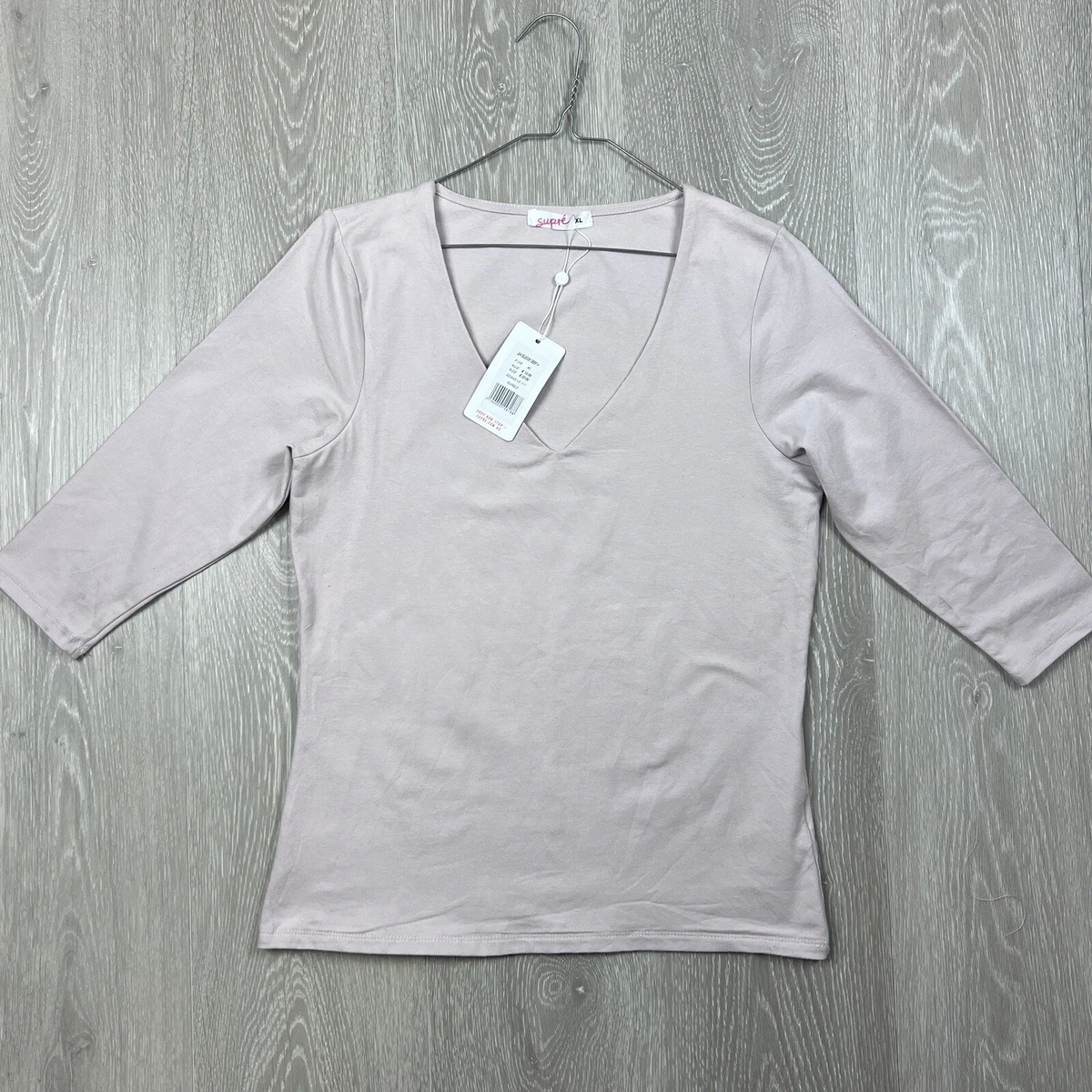 Supre Womens 3 4 Sleeve Deep V Neck T Shirt Size XL New eBay