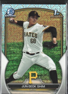 2023 Bowman Chrome Prospects Mojo Refractor BCP153 Jun-Seok Shim 
