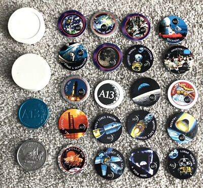 APPOLLO A13   20 POGS SET  2 COINS  SILVER  BLUE  1995 HARDEE COLLECTIBLE UNUSED