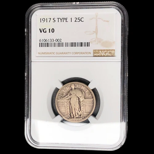 1917 S Type 1 NGC VG-10 Standing Liberty Quarter  BKK W0038