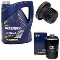 MotoröL Set 10W-40 5 Liter + ÖLfilter Sm 5086 + Schraube FüR Seat Exeo St 1.8