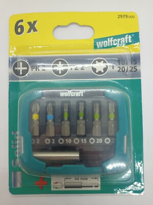 Wolfcraft Bit-Box 7-tlg. PH PZ Torx Bits mit Magnethalter