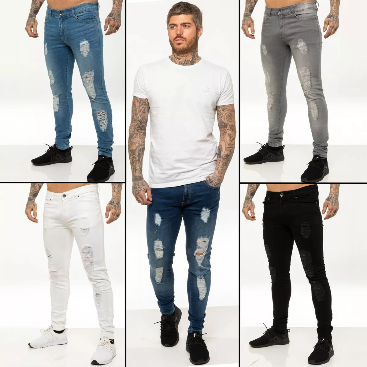 Washed old torn jeans for men's summer vibe high street trendy pants men's  jeans denim men pants y2k clothes men blue jeans