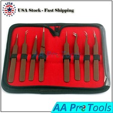 Brown-Color Set of 8 Eyelash tool Extension Tweezers Beauty Makeup Face Kit Pro