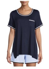 Secret Treasures Small 4-6 Women's Knit Sleep Shirt Top Short Sleeves Dark Navy