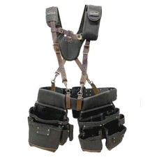 WorkGearUK Tool Belt Rig 10 Pocket With Leather Padded Braces - WG-PX68