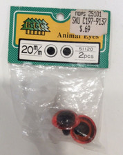 2 Piece BTC 51120 20mm Orange Animal Eyes Shank with Washers Animal Doll Eyes