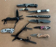 Mixed Folding Knife & Multitool Lot Of 10 Stiletto S-Tec GVDV Etc