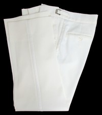 Men's Ivory Tuxedo Pants Satin Stripe Machine Washable Adjustable 30-32" Waist