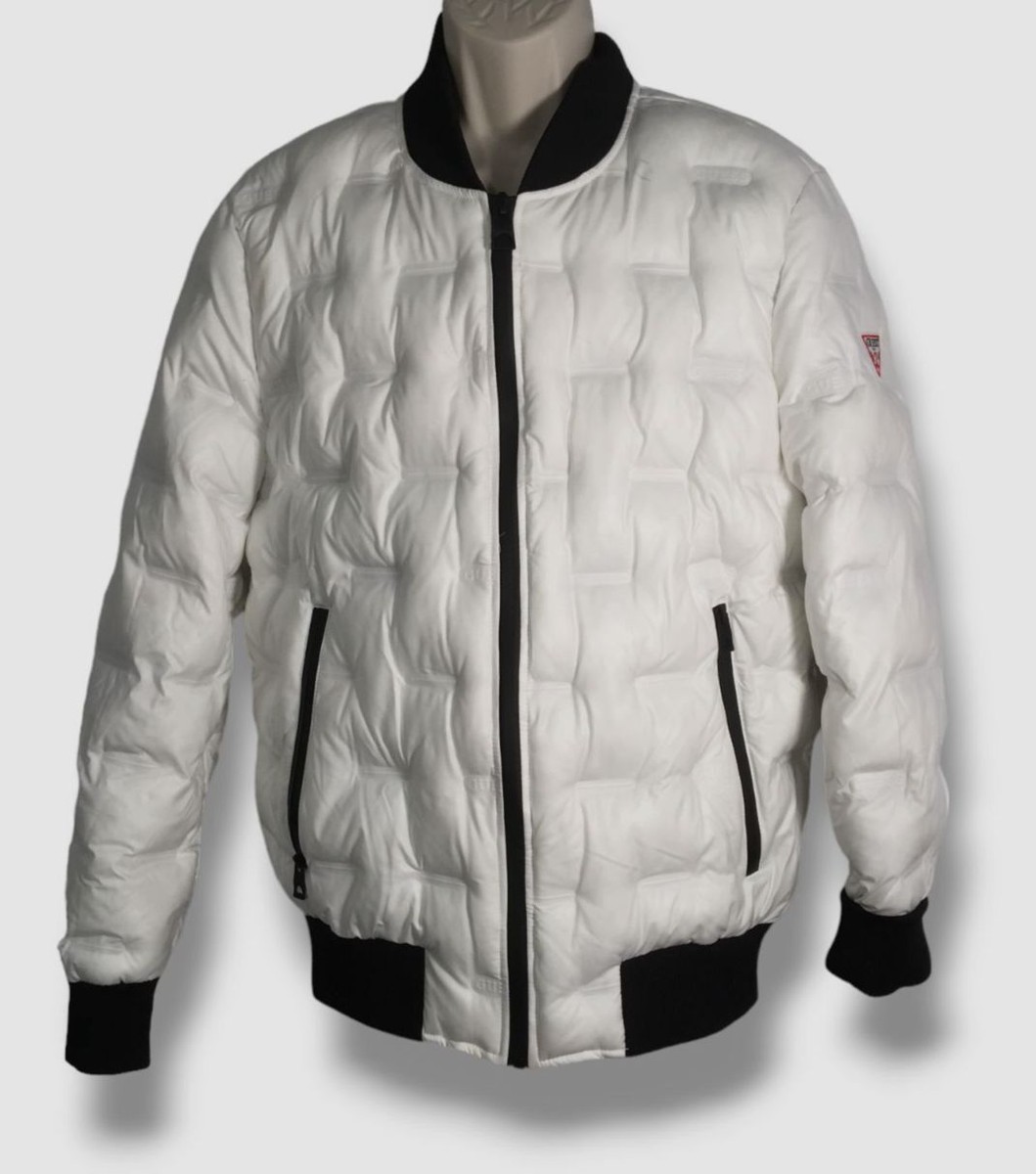 Guess White Puffer Bomber Jacket $228 Guess Men's White Stamp